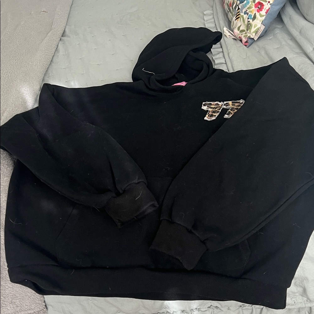 Edikted Black Hoodie with Leopard Print Detail